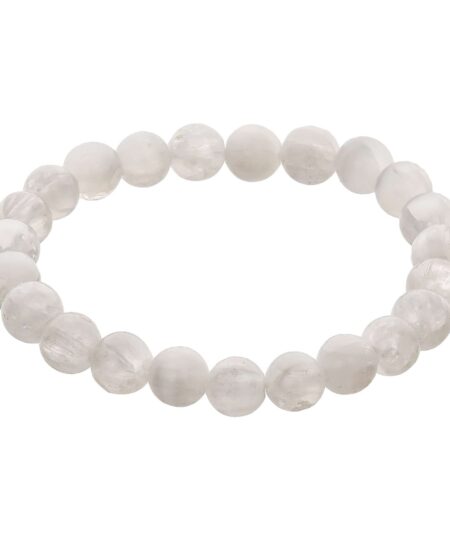 Selenite Crystal Bead Bracelet ? Healing Crystal Bracelet for Women and Men's Gifts ? 8mm Round Beaded Stretchy Healing and Protection Gemstone Bracelet