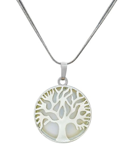 Crystal Tree of Life Pendant Simple White crystal Mineral Jewellery for Men Women Pendulum Necklace Family Tree Necklace Tree of Life Gemstone White crystal