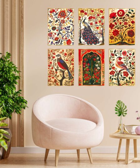 Set of Six Wall Paintings for Wall Dacoration Golden Framed Wall Paintings for Living Room & Bedroom Wall Art for Home Decoration & Office Wall Décor (13x10 inch CH-GD6-9)
