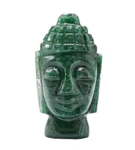 Labradorite Crystal Buddha Head - Healing Stone Statue for Car, Living Room, Good Luck and Feng Shui Reiki Gift