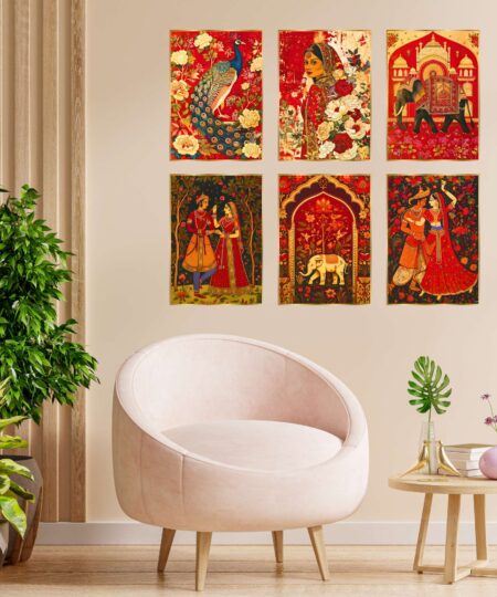 Set of Six Wall Paintings for Wall Dacoration Golden Framed Wall Paintings for Living Room & Bedroom Wall Art for Home Decoration & Office Wall Décor (13x10 inch CH-GD6-11)