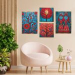 Set of Four Wall Paintings for Wall Dacoration Golden Framed Wall Paintings for Living Room & Bedroom Wall Art for Home Decoration & Office Wall Décor (13x10 inch CH-GD4-9)
