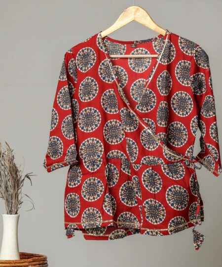 Handmade Block Print Cotton for Women ? Ethnic Floral Printed Top with Long Sleeves