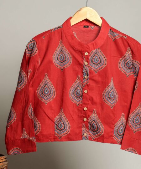 Handmade Block Print Cotton for Women ? Ethnic Floral Printed Top with Long Sleeves