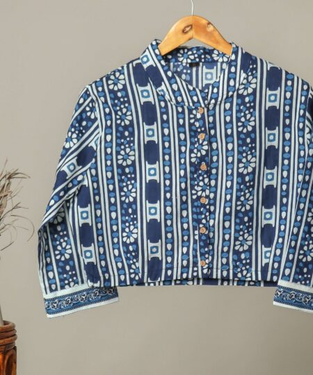 Handmade Block Print Cotton for Women ? Ethnic Floral Printed Top with Long Sleeves