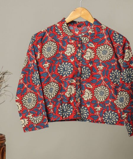 Handmade Block Print Cotton for Women ? Ethnic Floral Printed Top with Long Sleeves