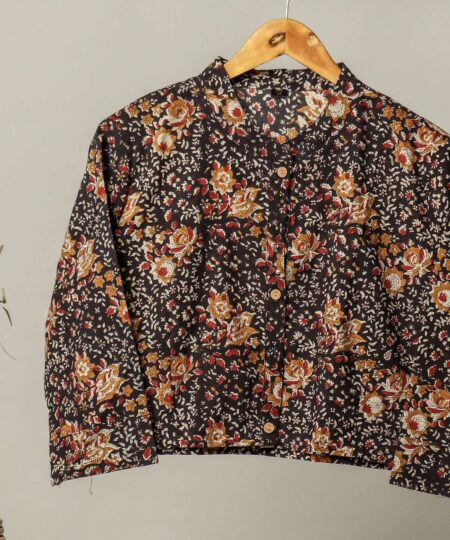 Handmade Block Print Cotton for Women ? Ethnic Floral Printed Top with Long Sleeves