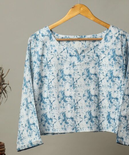 Handmade Block Print Cotton for Women ? Ethnic Floral Printed Top with Long Sleeves