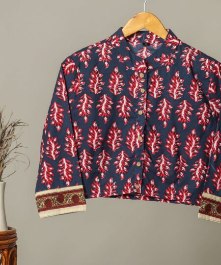 Handmade Block Print Cotton for Women ? Ethnic Floral Printed Top with Long Sleeves